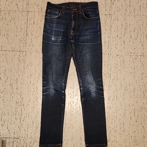 Nudie Jeans Co Lean Dean Dry 16 Dips Slim Straight Fit Dark Blue Jeans